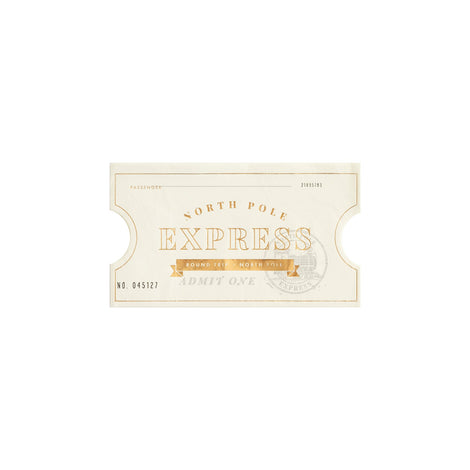 NORTH POLE EXPRESS TICKET SHAPED GUEST NAPKIN