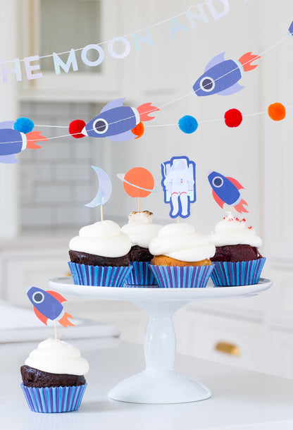 To the Moon Rocket Banner Set