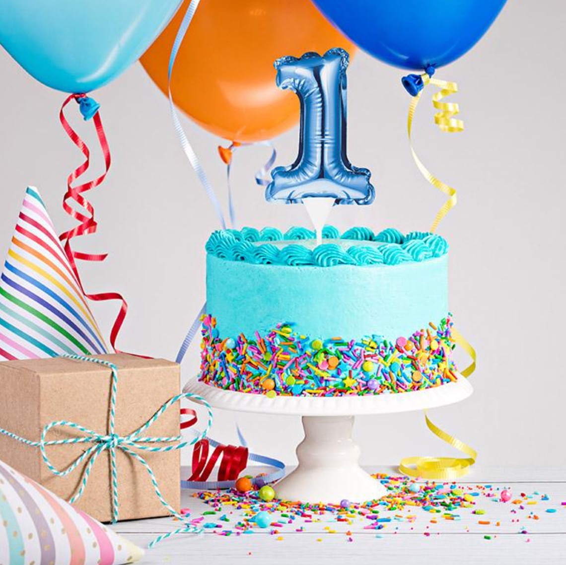 Pink or Blue Number 1 Cake Topper Balloon