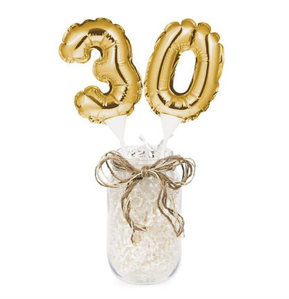 Gold Number 30 Cake Topper Balloon