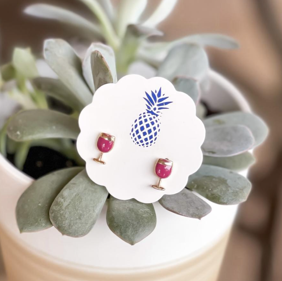 Red Wine Signature Enamel Stud Earrings