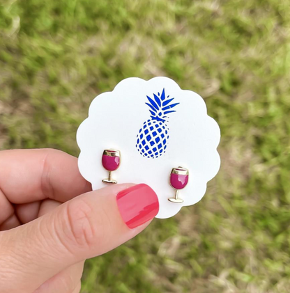Red Wine Signature Enamel Stud Earrings