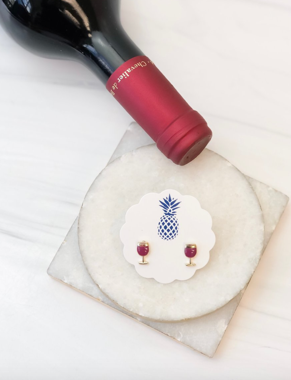 Red Wine Signature Enamel Stud Earrings
