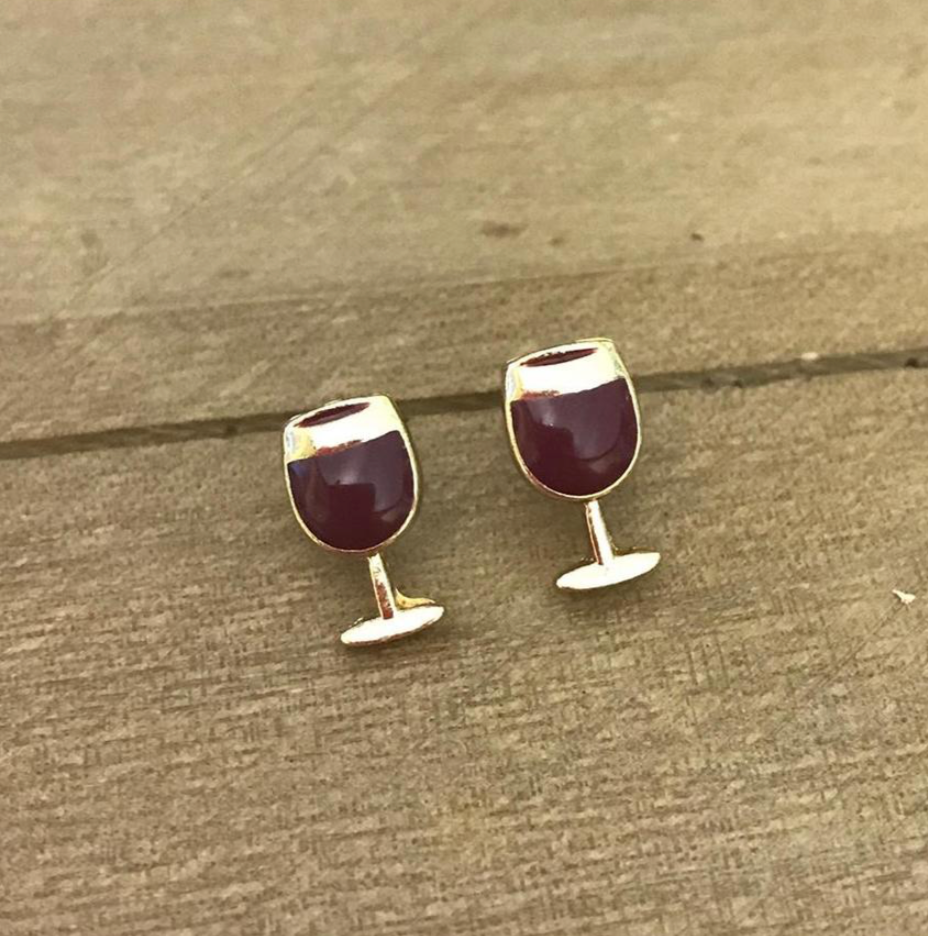 Red Wine Signature Enamel Stud Earrings