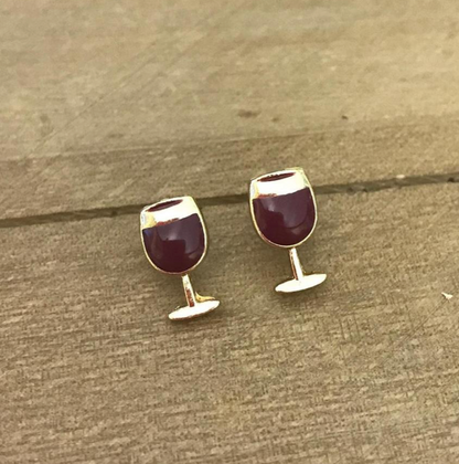 Red Wine Signature Enamel Stud Earrings