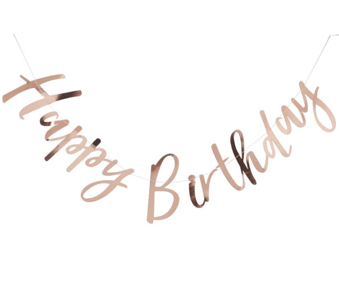 Rose Gold Happy Birthday Banner