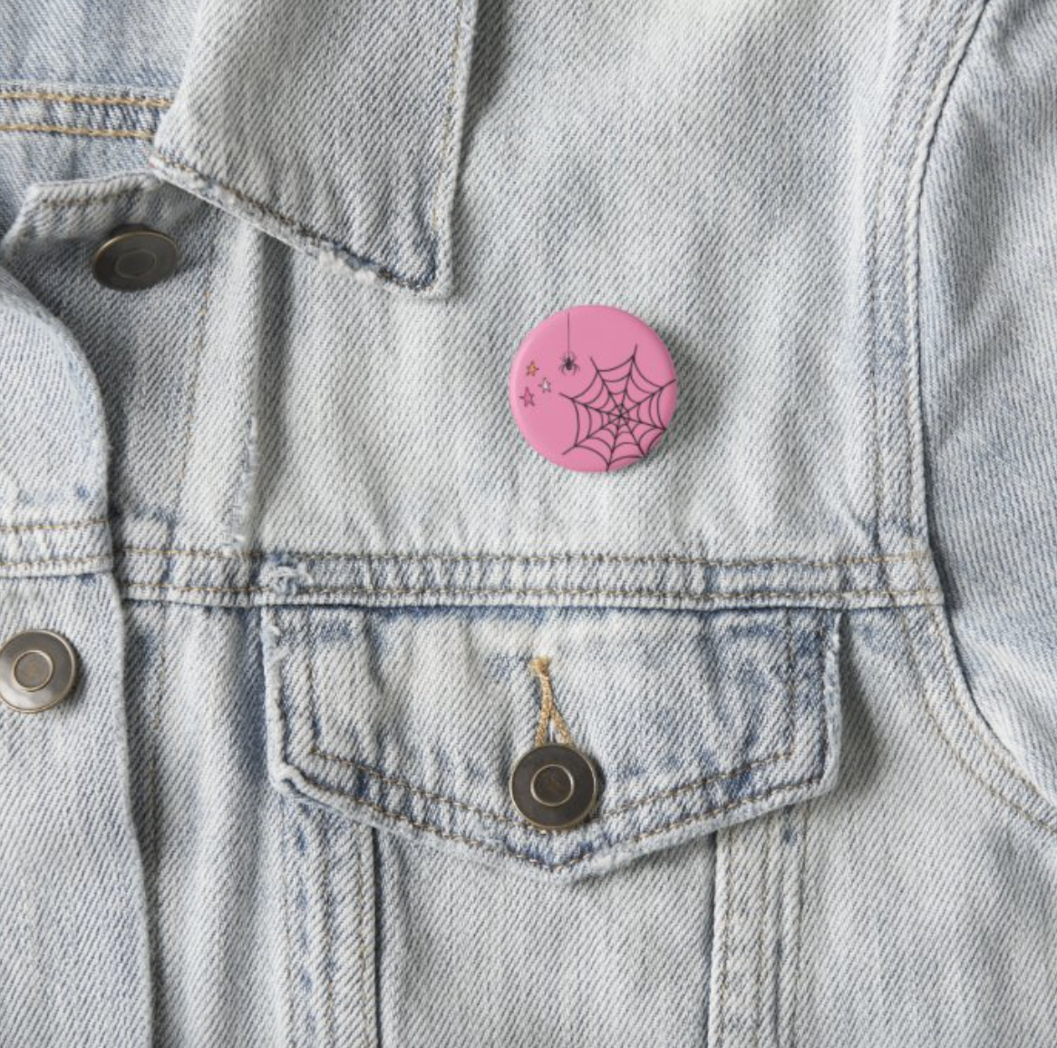 Pink Spider Halloween 1" Inch Pin