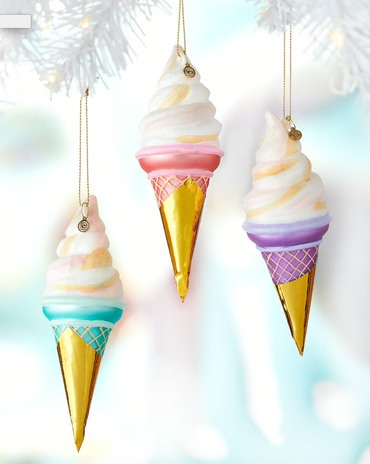 Glitter Ice Cream Cone Ornaments