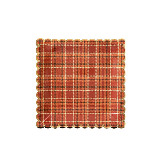 Harvest Plaid 9" Scalloped Dinner Plate (8)
