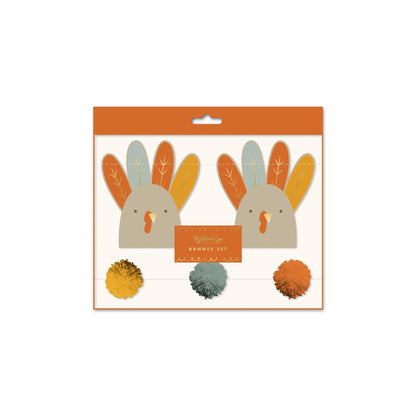 Harvest Turkey and Pom Pom Banner Set