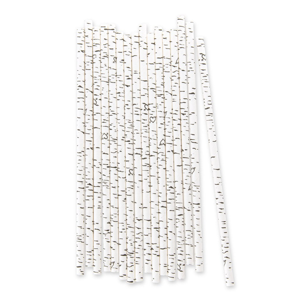 Birch Bark Print Paper Drinking Straws (25)