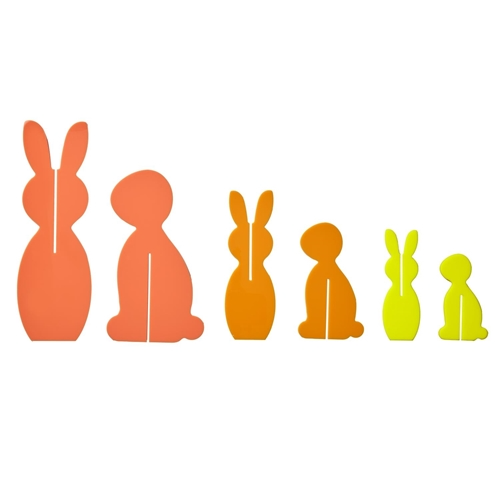 Coral/Orange/Yellow Acrylic Bunnies Set of 3