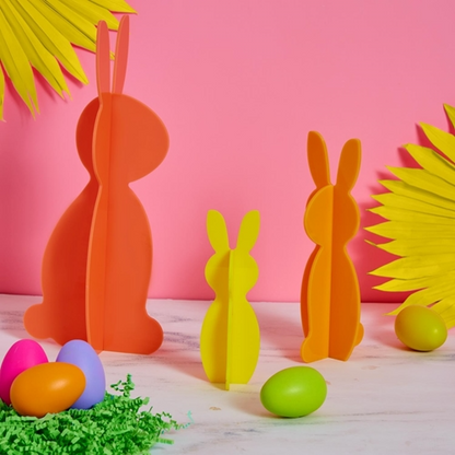 Coral/Orange/Yellow Acrylic Bunnies Set of 3