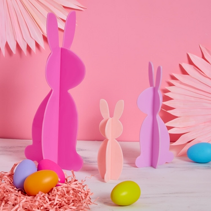 Pink/Lavender Acrylic Bunnies Set of 3