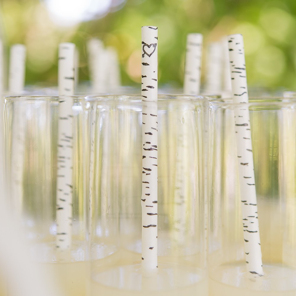 Birch Bark Print Paper Drinking Straws (25)