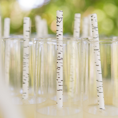 Birch Bark Print Paper Drinking Straws (25)