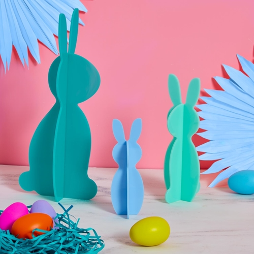 Teal/Blue Acrylic Bunnies Set of 3