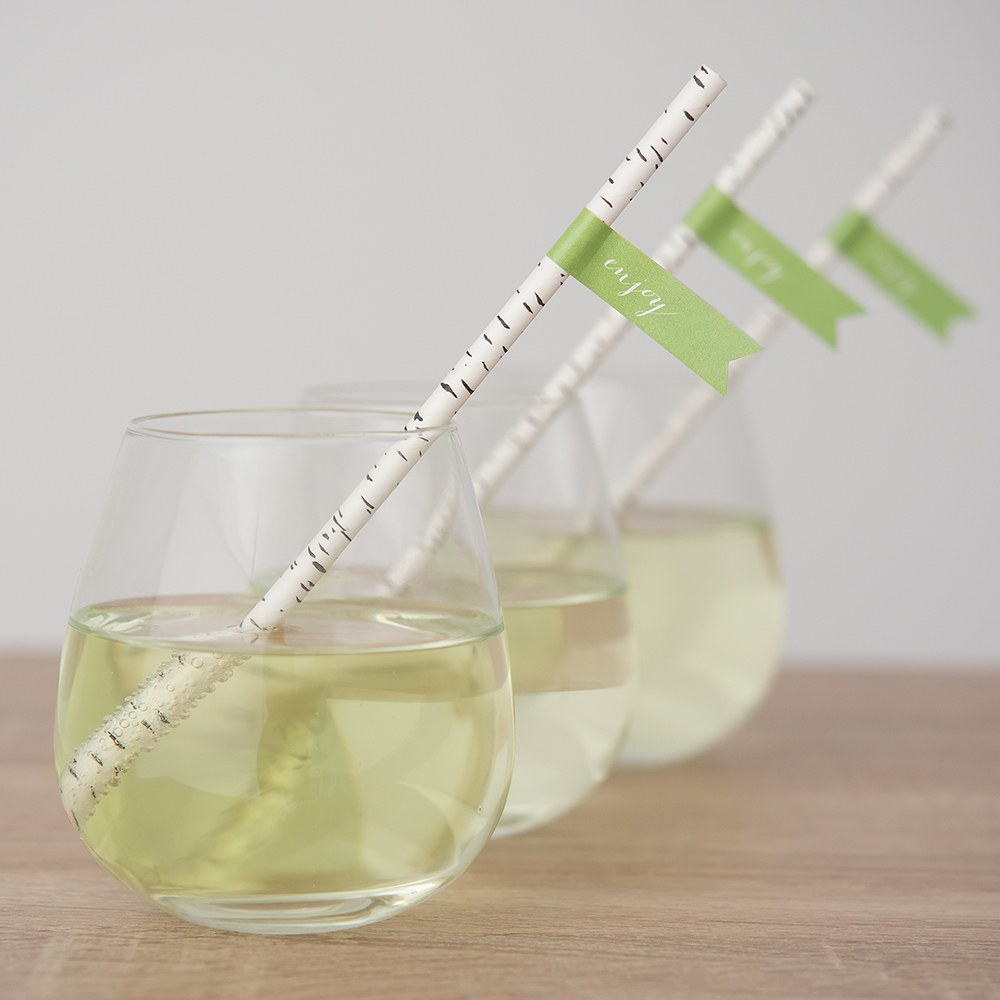 Birch Bark Print Paper Drinking Straws (25)