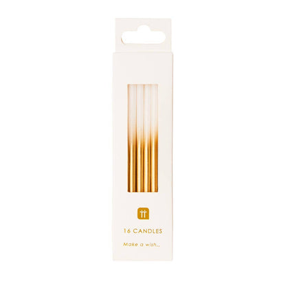 White and Gold Birthday Candles - 16 Pack