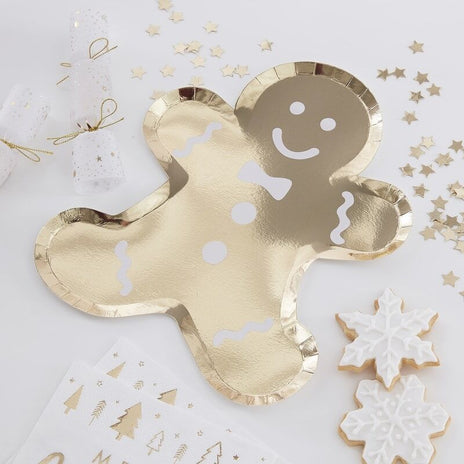 Gold Gingerbread Paper Plates (8)