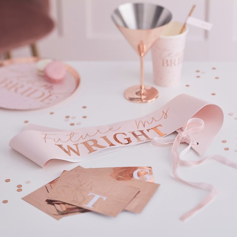 Personalised Rose Gold Bachelorette Party Bride To Be Sash