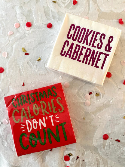 3 ply Cocktail Napkins 20ct | Christmas Calories Don't Count