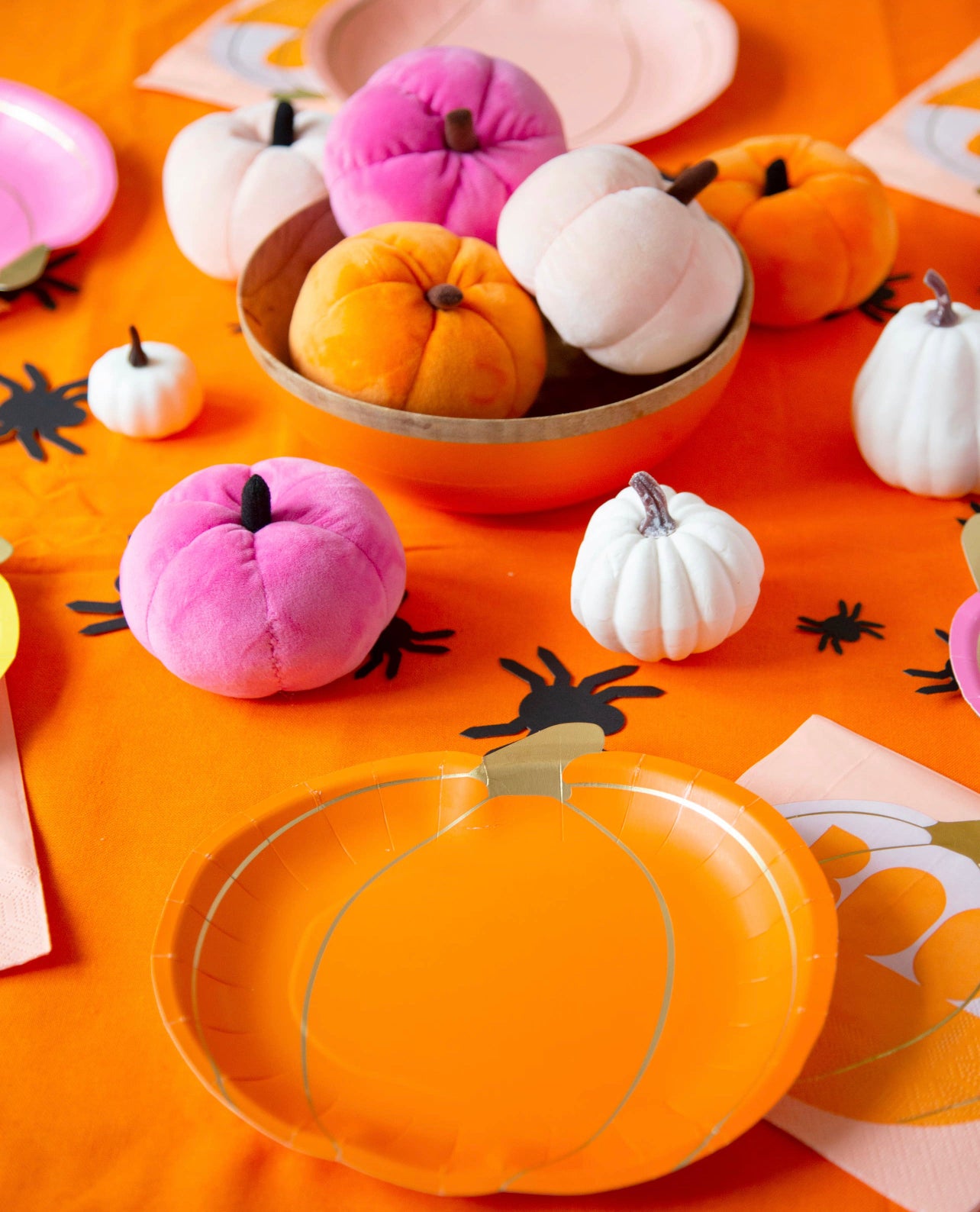 Halloween Velvet Pumpkin Decorations - 6 Pack