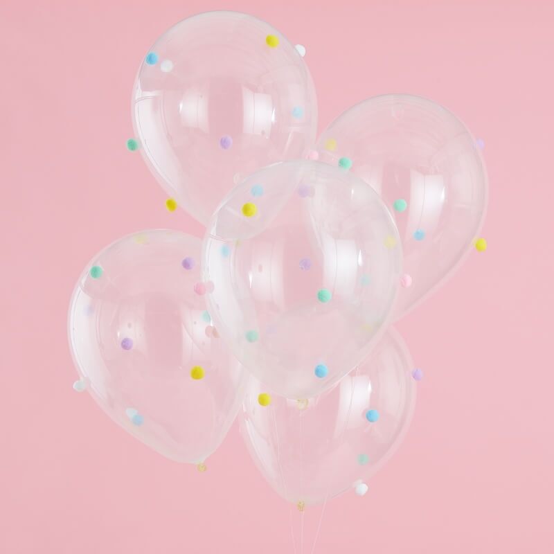 Pastel Pom Pom Balloons (5)