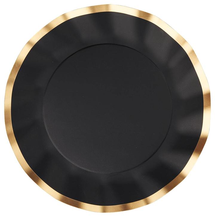 Wavy Salad Plate Black/Gold (8)
