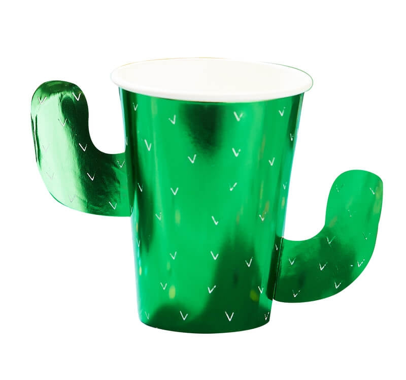 Green Foiled Cactus Paper Cups (8)
