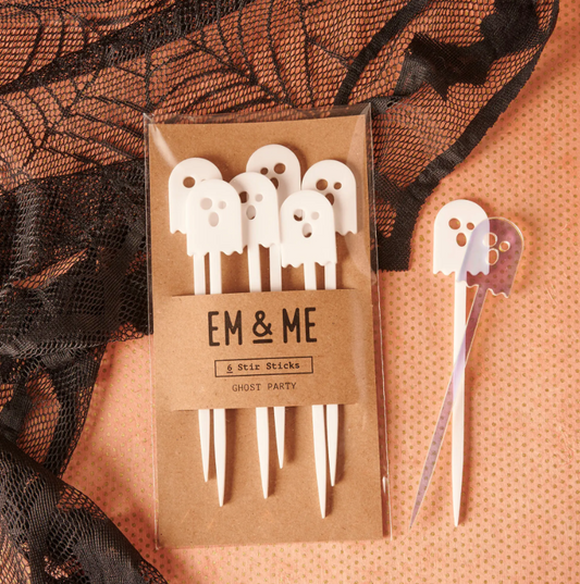White Ghost Party Stir Sticks - Made in Chicago, IL